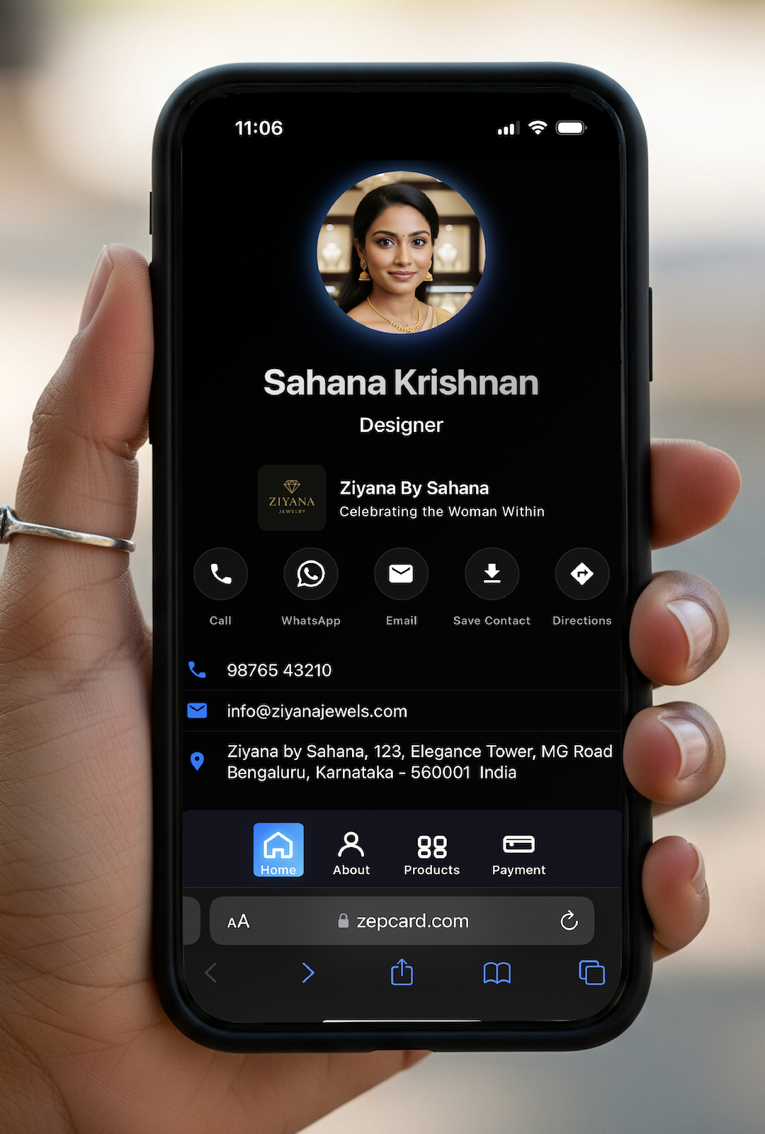 Digital Business Card Mockup on Mobile